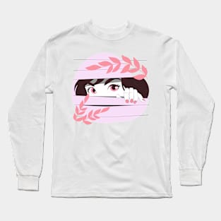 a shy girl looking throw you Long Sleeve T-Shirt